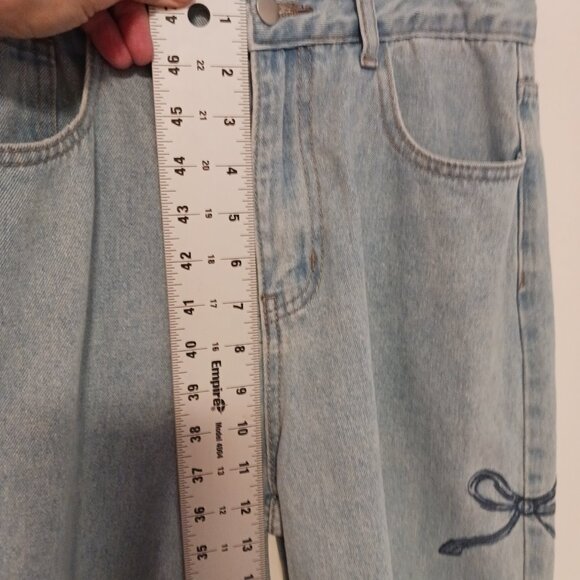 Dazy Wide Leg High Rise Jeans W/ Stitched Ribbons On Sides LRG (14 1/4 " Waist) - Picture 12 of 15